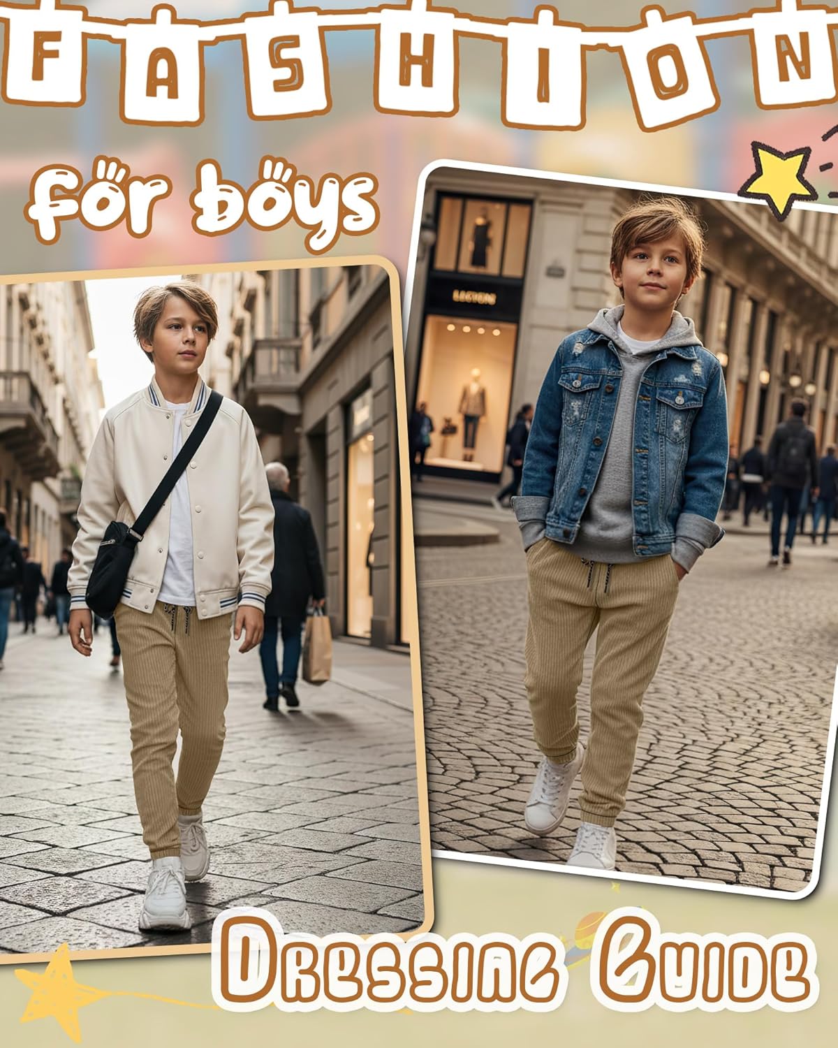 3 Pack Boys Joggers Kids Corduroy Sweatpants Casual Elastic Waist Drawstring Athletic Uniform Pants with Pockets(Khaki,12-13 Years)