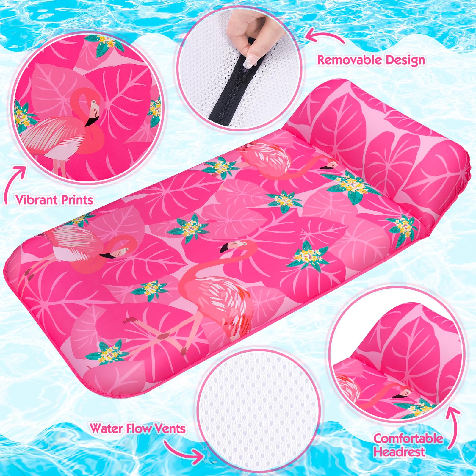 Pool Floats Adult, 74'' X 37'' Oversized Inflatable Pool Floats Tanning