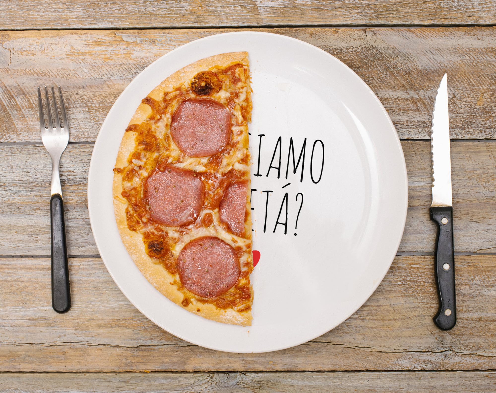 IlGruppone Set Di 6 Pezzi Piatti Per Pizza Grandi In Porcellana Piatto Cucina Pizze Piatti Piani Xxl Decorati Con Scritte - Diametro 31cm