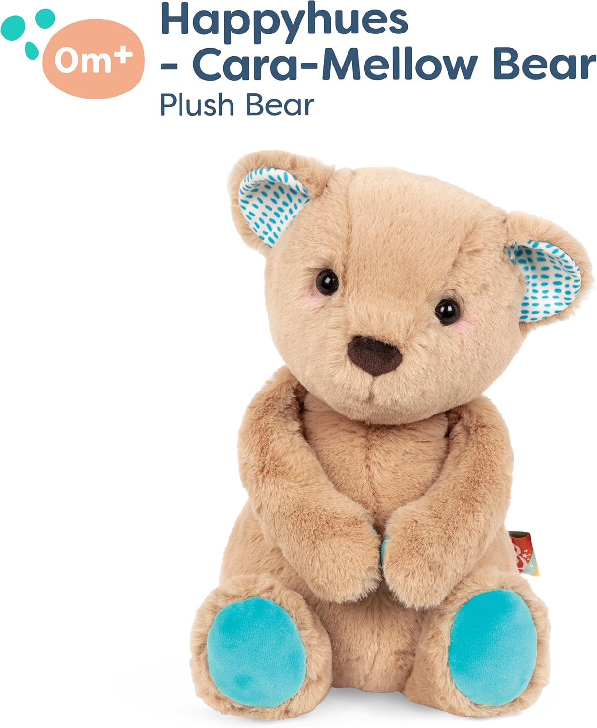 B. toys – 12-Inch Plush Teddy Bear – Soft & Cuddly Stuffed Animal Toy – Huggable & Washable – for Newborns, Toddlers, Kids – Happy Hues – Cara – Mellow Bear – 0+ Months