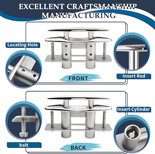 Miniatura 2 de SHENGHUISS Tacos de barco de acero inoxidable 316 con tacos retráctiles de montaje empotrado con placa de respaldo y tuercas de bloqueo (5"6"8"10"