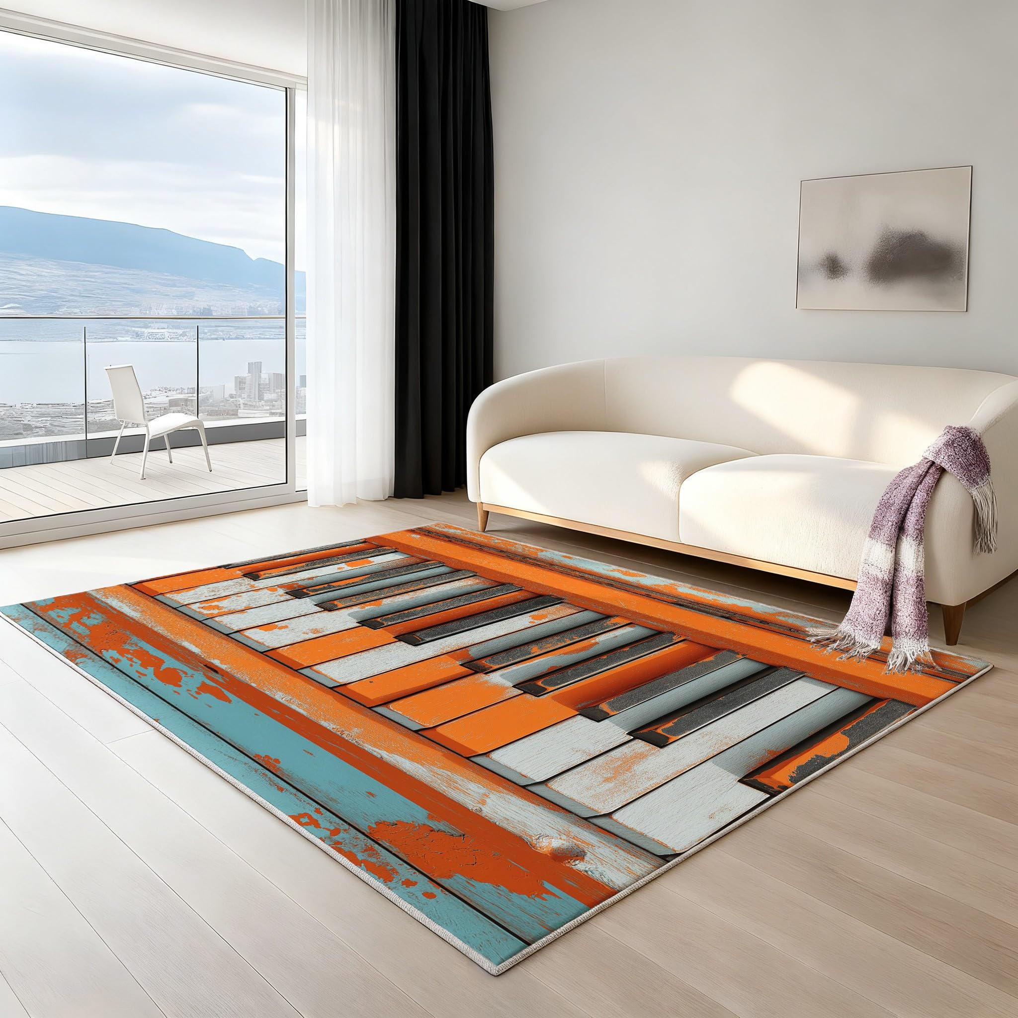 Générique Antiscivolo Moderno Musica Lavabile Tapiss Strumento Musicale Supporto in TPR Tappetino Tasti di Pianoforte Macchia Inchiostro Tappeto 120 x 180 cm per Soggiorno Camera da Letto Ufficio