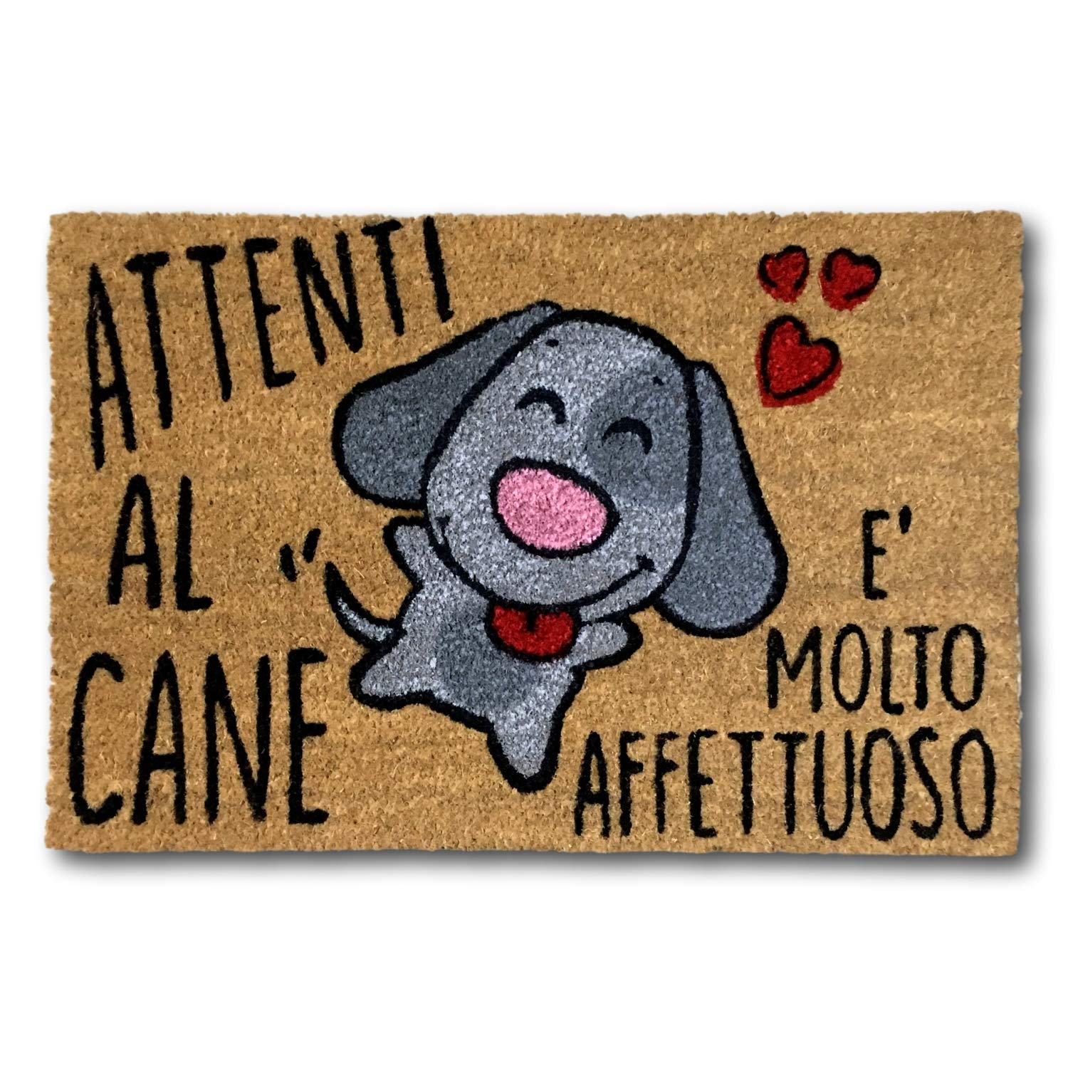 KOKO DOORMATS Zerbino ingresso casa in Fibra di Cocco “Attenti al Cane” | Tappeto Ingresso Esterno con Base Antiscivolo in PVC | Design Simpatico e Resistente da 40x60 cm per Porta d’Ingresso
