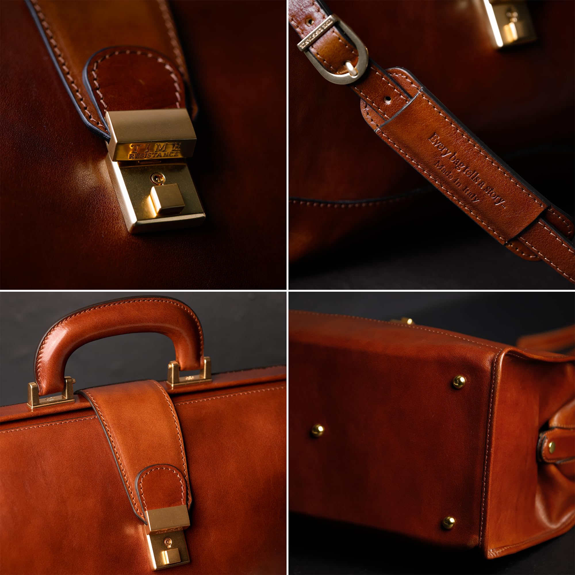 Time Resistance Borsa da medico in pelle, stile vintage, borsa in pelle per uomini e donne