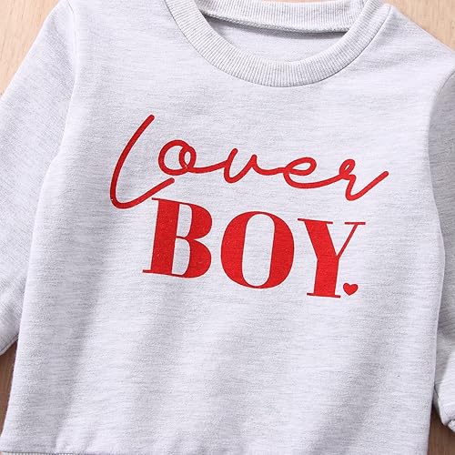 Miniatura 6 de JLKGICF Traje de San Valentín para bebé y niña pequeña sudadera con estampado de letras cuello redondo ropa de San Valentín