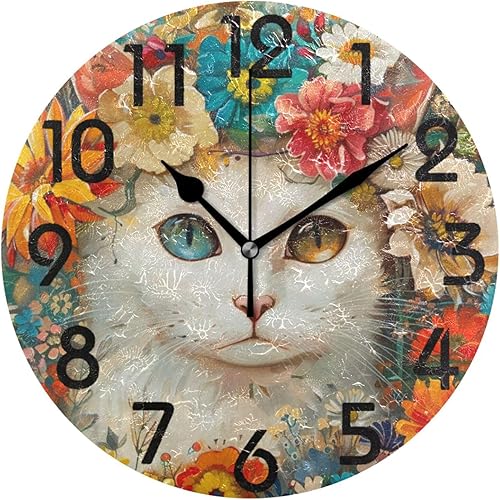 Miniatura 20 de Lifelike - Reloj de pared redondo de mármol blanco en línea negra de 10 pulgadas, analógico, silencioso, sin tictac, para el hogar, cocina, sala de