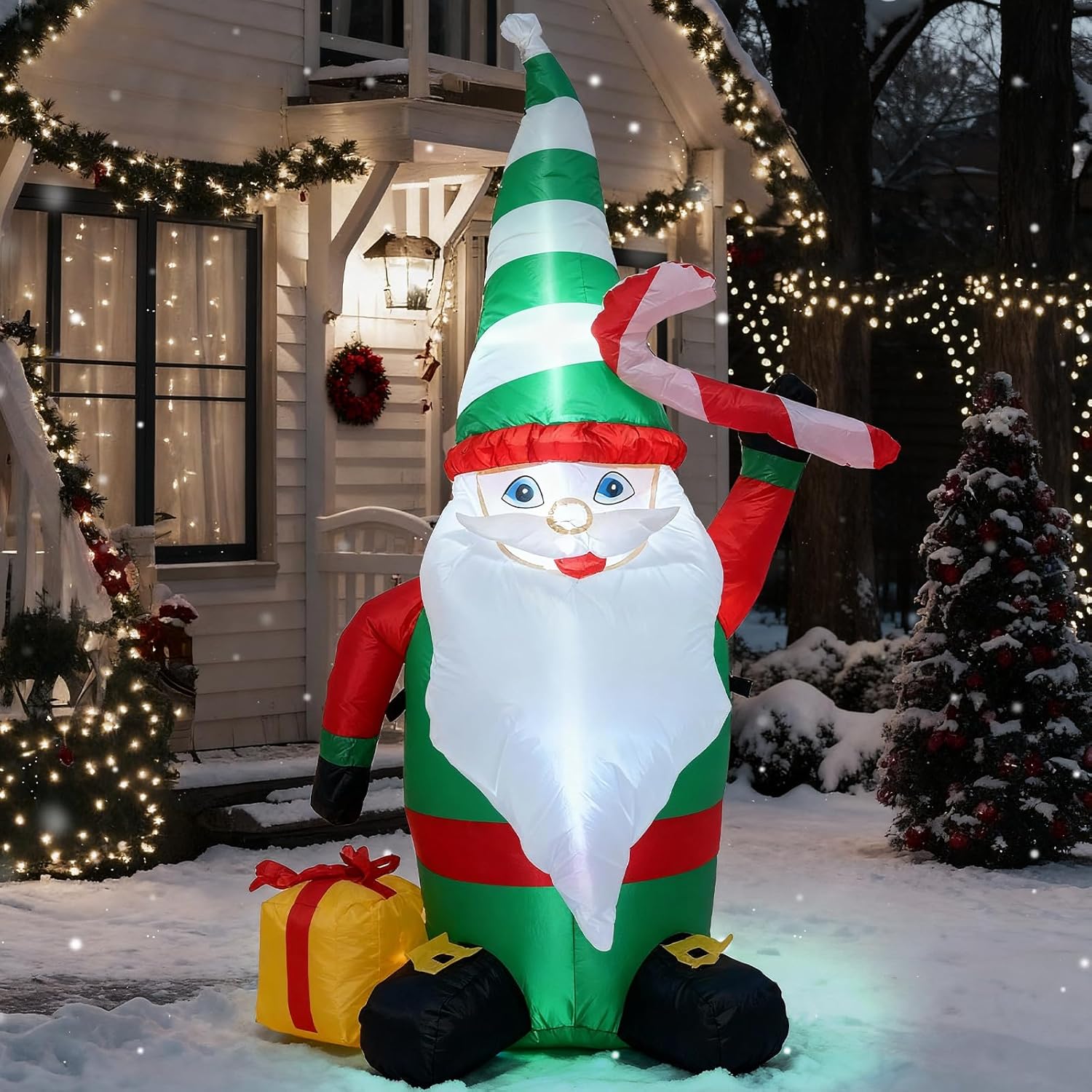 TRMESIA 4FT Inflatable Christmas Gnome Indoor Outdoor Decoration,with LED Lights Garden Yard Lawn Ornament Perfect for Xmas Blow up Decor, Christmas Themed Inflatable Decorations - Image 3