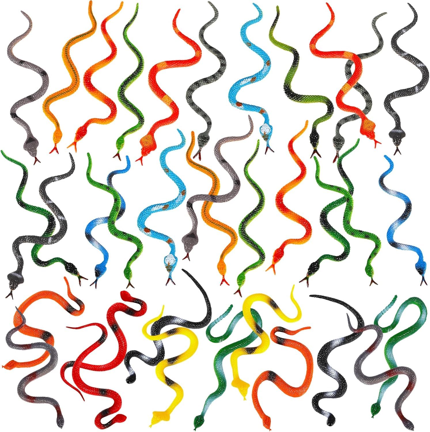 36 Bunte Gummi-Schlangen – Realistische Kunststoff-Schlangen Als Spielzeug Oder Deko Für Dschungelpartys