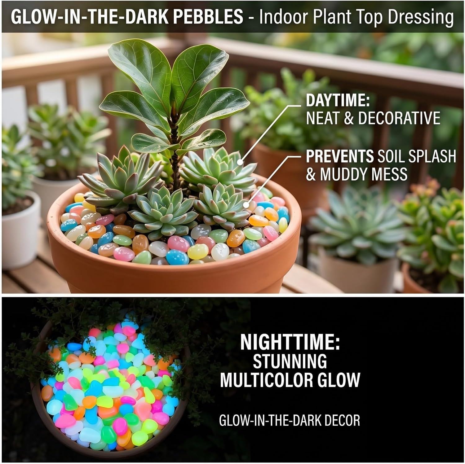 Hohota200pcs Luminous Glow Rocks Mixed Color Resin Stones