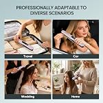 Mini Lève-cheveux sans fil et curler,5000mAh Rechargeable Lisses de voyage sans fil avec LED Affichage,2 en 1 Redresseur de cheveux en fer plat portable 3 Niveaux de température pour les cheveux fins à épais (puce)