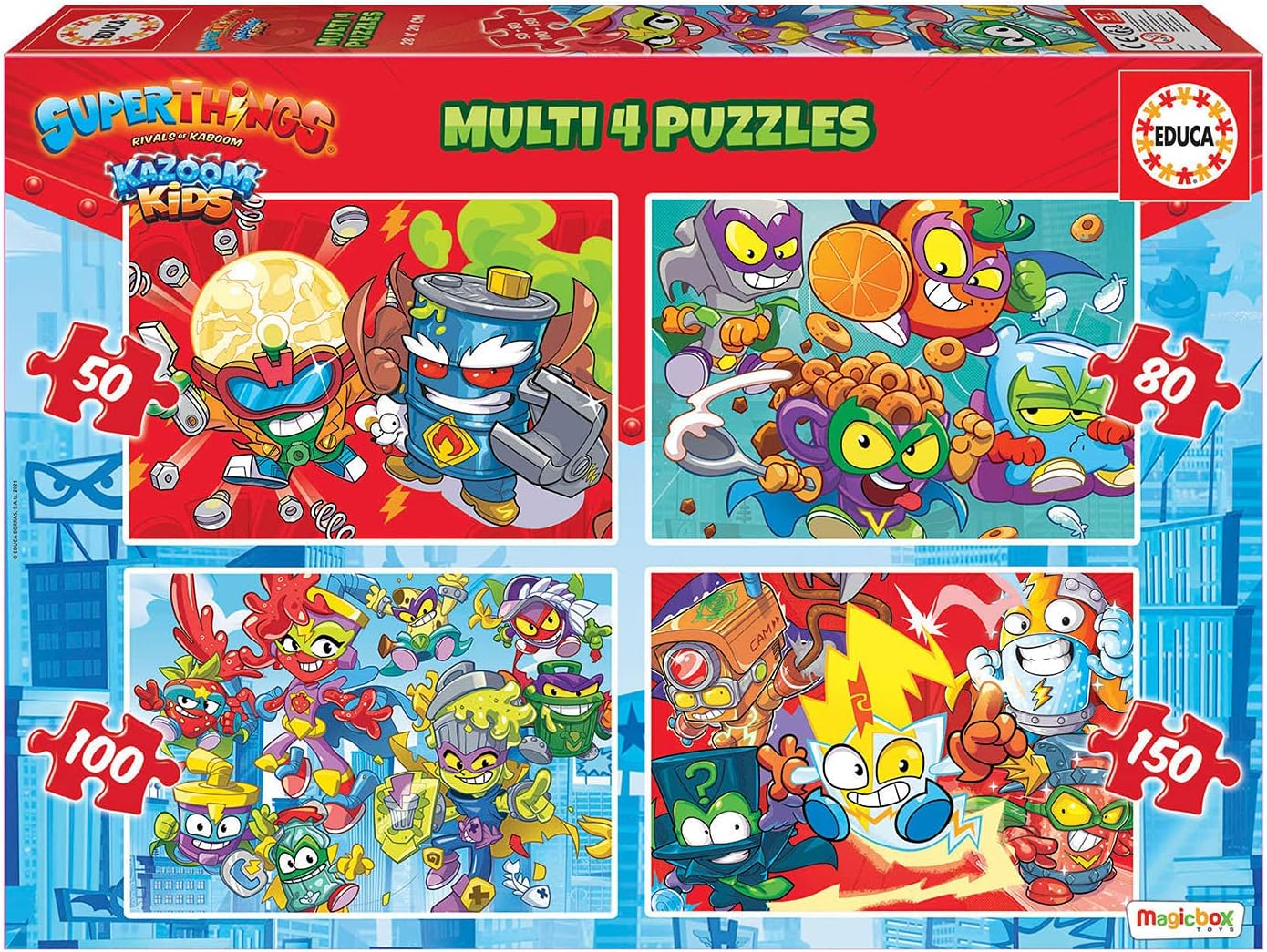 Educa - Superthings. Set de 4 Puzzles progresivos Infantiles de 50 a ...