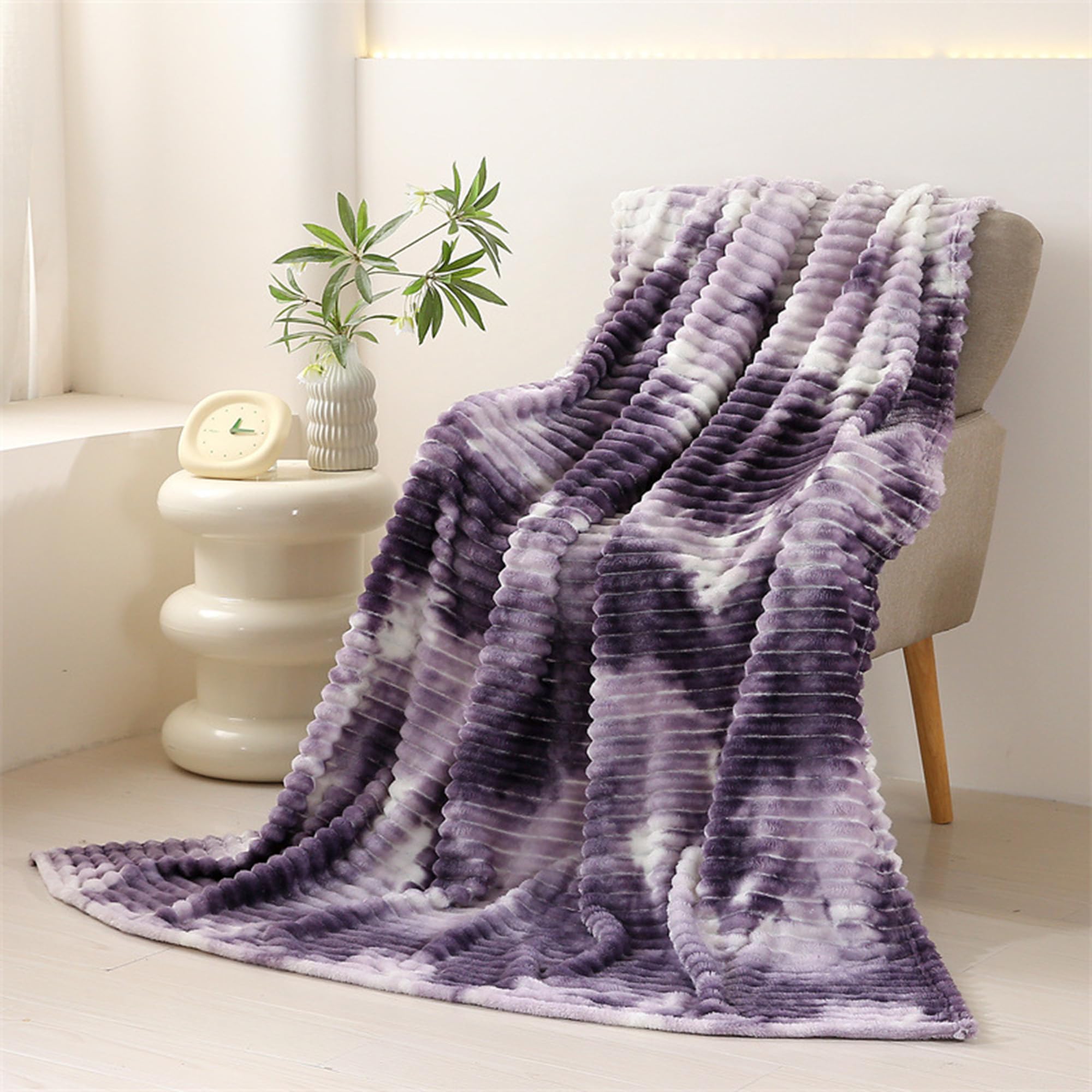 XIEMINLE Manta suave, manta de forro polar cálida, manta versátil y esponjosa para sofá, dormitorio, viajes, sillones, acogedora manta de franela para cama (180 x 200 cm, morado)