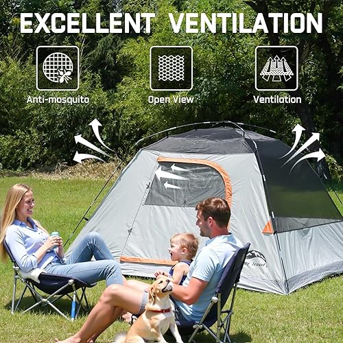 Miniatura 6 de Happy Travel Camping Tent, 46 Person Dome Tents for Camping with Rainfly, Waterproof Clip Easy Setup Portable Family Tent with Mesh Windows, 20%