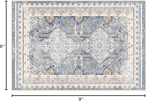 Miniatura 595 de Phantoscope Vintage Collection - Alfombra de área de 8 x 10 pies, alfombra grande para sala de estar, lavable, bohemio, antideslizante