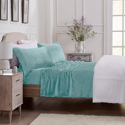 Miniatura 8 de NY Loft Juego de sábanas de microforro polar ultrasuave con bolsillos extra profundos, juego de sábanas de vellón de terciopelo extra suave, forro