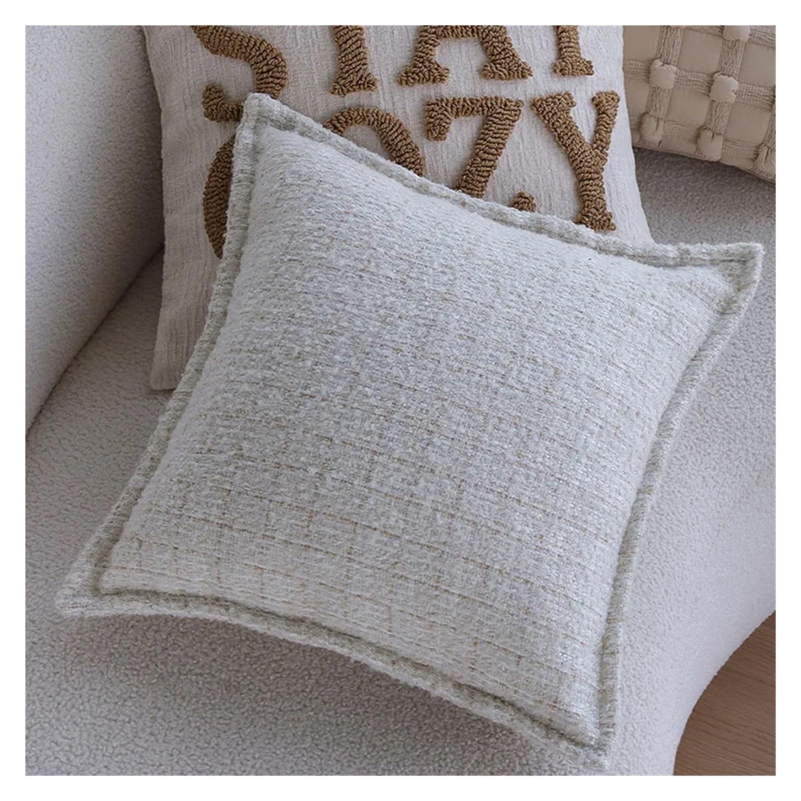 IUVYTA Chenille Pillow Covers Soft Embroidered Throw Pillow Covers Decorative Cozy Chenille Cushion Cases for Couch Sofa(Color2)