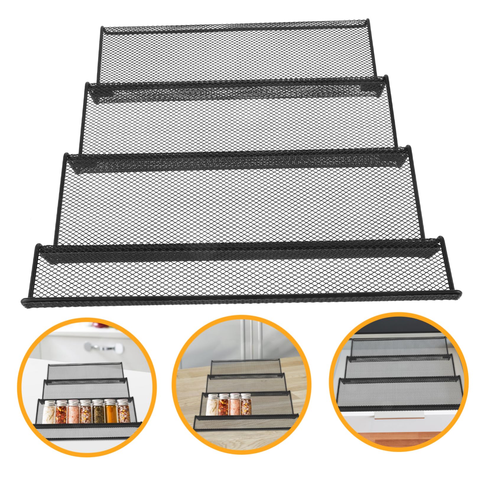 ULTECHNOVO Gewürzregal Für Schublade Metall Organizer Mit Schublade Gewürz Organizer Wiederverwendbare Gewürz Tablett Rack in