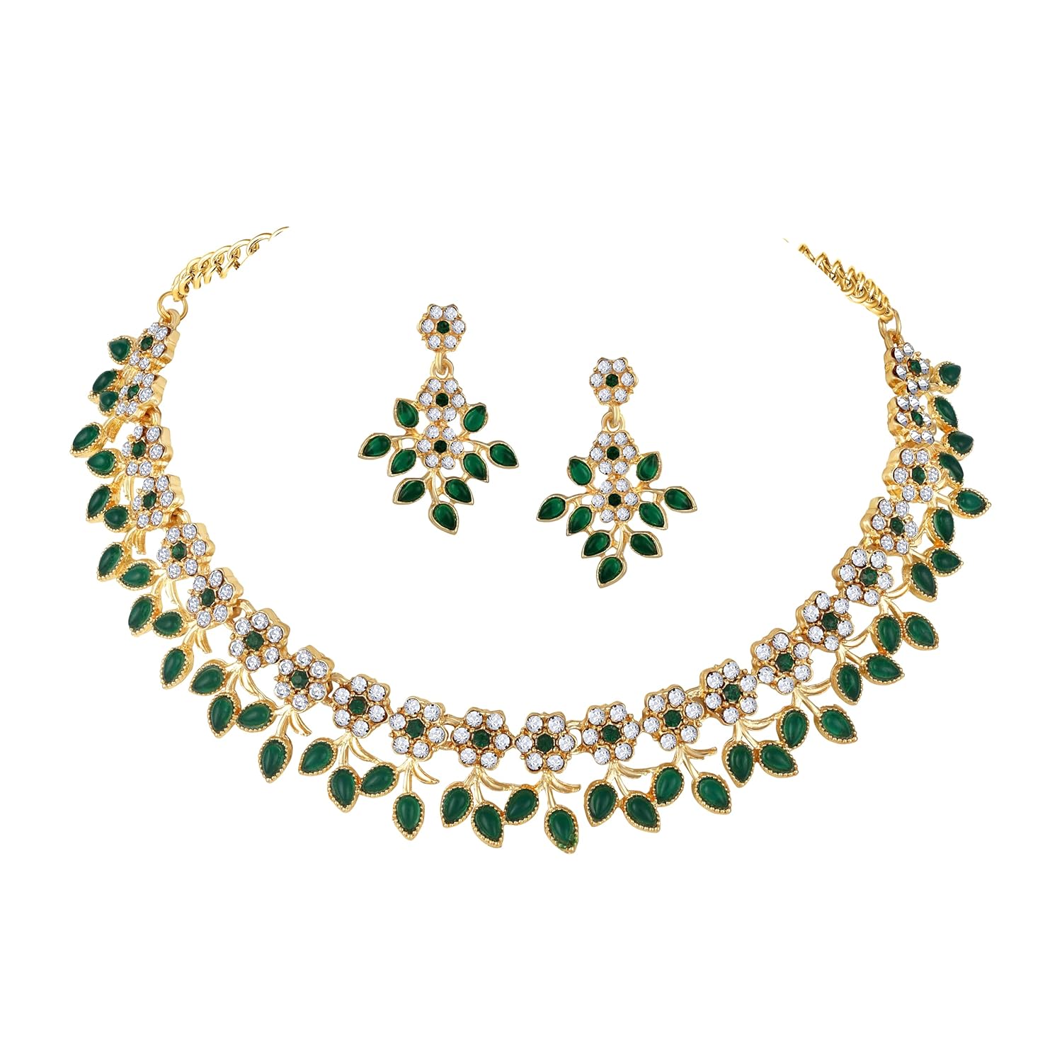 Atasi International Crystal Necklace Jewellery Set with Earrings | Best Suited for Party, Wedding, and Festive Occasions for Women