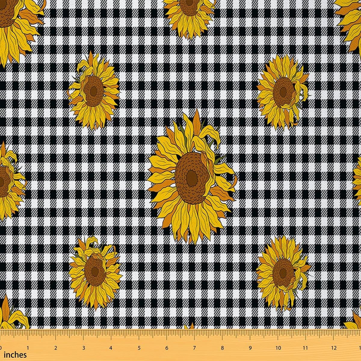 jejeloiu Sunflower Fabric by The Yard, Floral Print