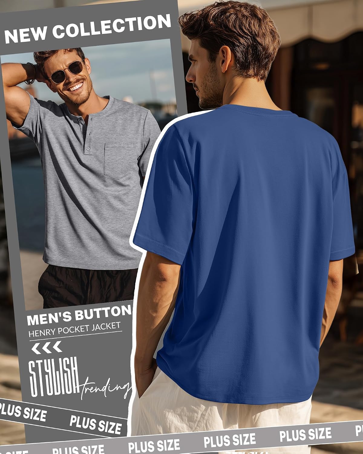 Neer 3 Pack Men's Big and Tall Henley T-Shirts, Short Sleeve Pocket Oversized Tops Casual Summer Soft Loose Basic Tees