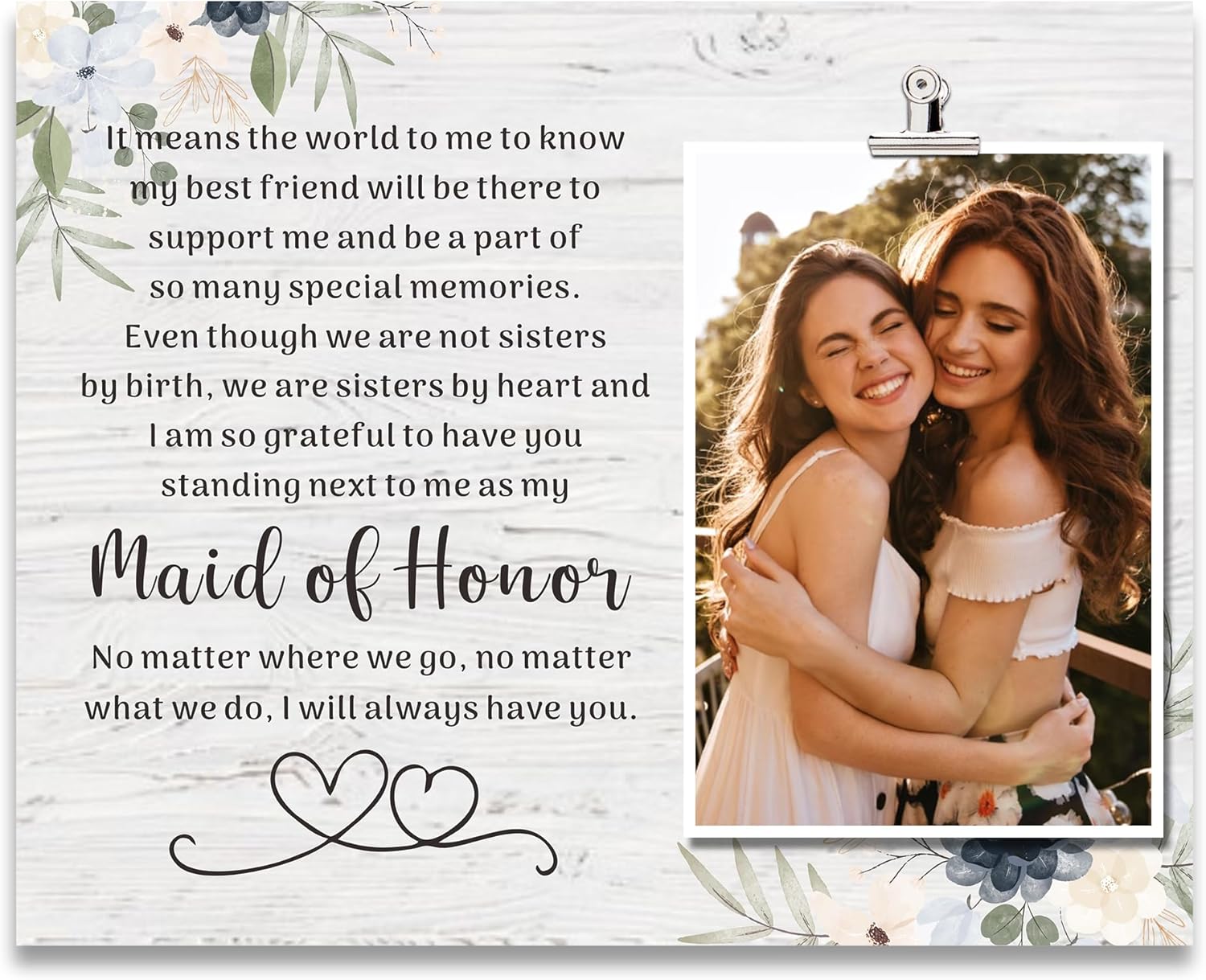 ZENNLAB Maid of Honor Pitcure Frame, Maid of Honor Gift for Wedding Day, Bridesmaid Gifts from Bride, Thank You Gift for Bridesmaids Wedding Party, Maid of Honor Proposal Gifts from Bride