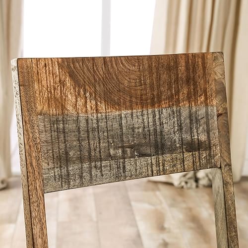 Miniatura 15 de 247 Shop at Home Alper Farmhouse - Silla auxiliar de madera de mango maciza con patas cónicas, juego de 2 para comedor, cocina, restaurante, color