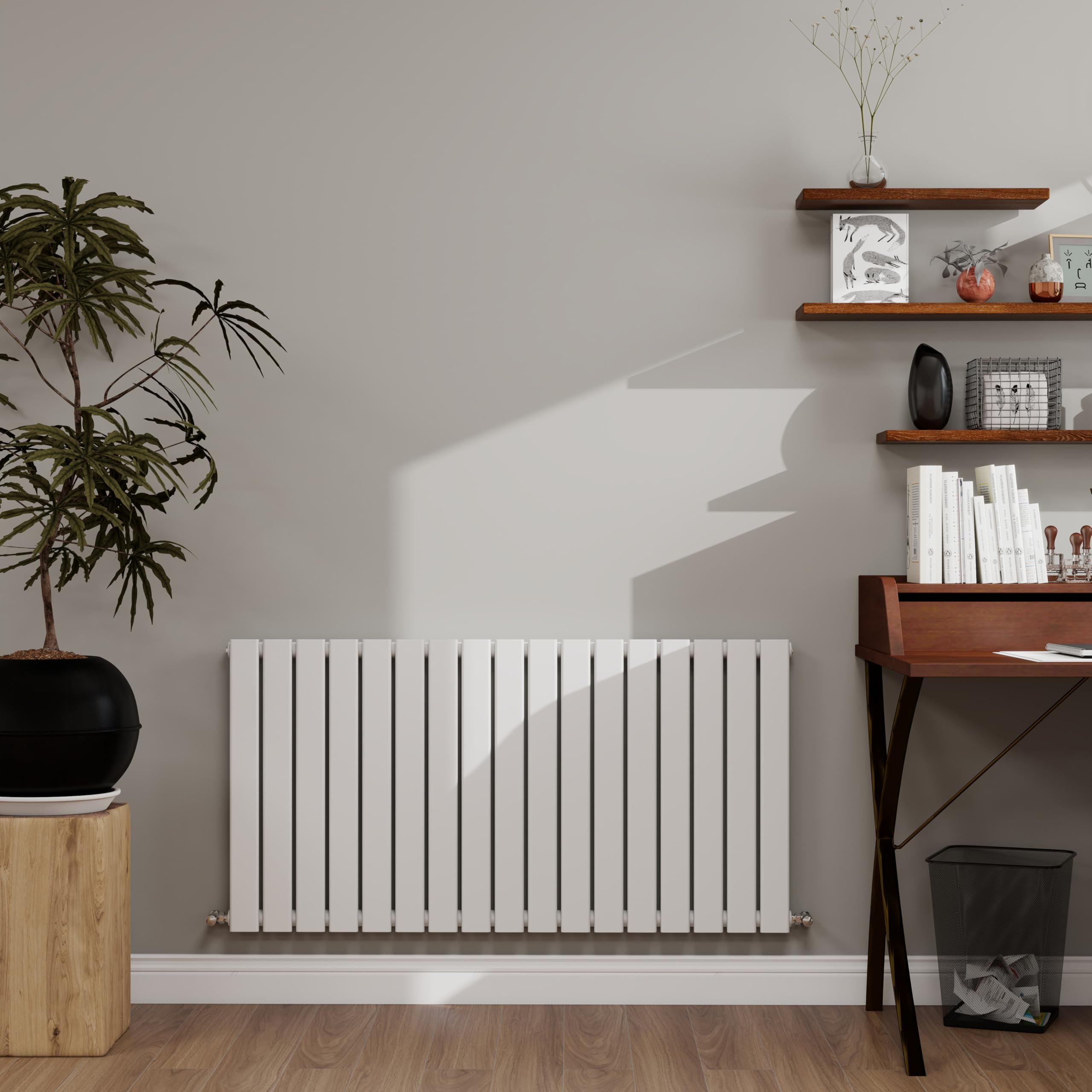 Simple Bathrooms White Designer Radiator Horizontal 600×1156Mm Single Flat Panel - Wall/Floor Mounted For Modern Multi-Scene & Central Heating 2988 Btu