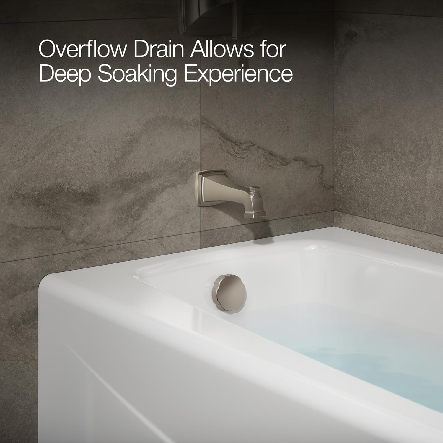 KOHLER 715-0 Villager 60" x 30-1/4" Alcove Cast Iron Bathtub with Left-Hand Drain and Integral Apron, Safeguard Slip-Resistant Surface, White