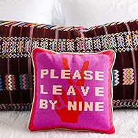 Vista 2 de FURBISH Needlepoint Almohada Decorativa de Sofá - Leave by Nine - 11"x11" - Pequeña Almohada Bordada de Diseñador para Sala de Estar, Sofá, Diván