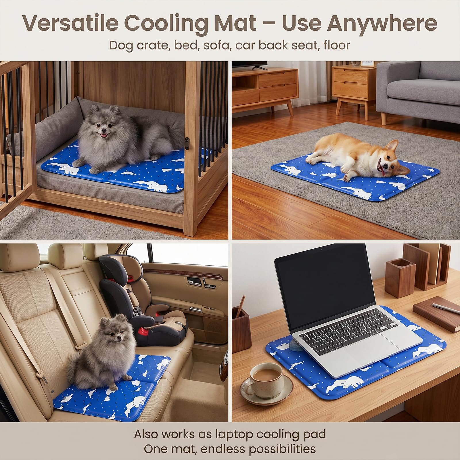 Alfombra Refrescante para Perro Gato,Mascotas Alfombrilla Autoenfriante,Camas refrescante para Mascotas,Prueba de Arañazos/Impermeable/Antideslizante,para en Verano,50x60cm, L, Azul