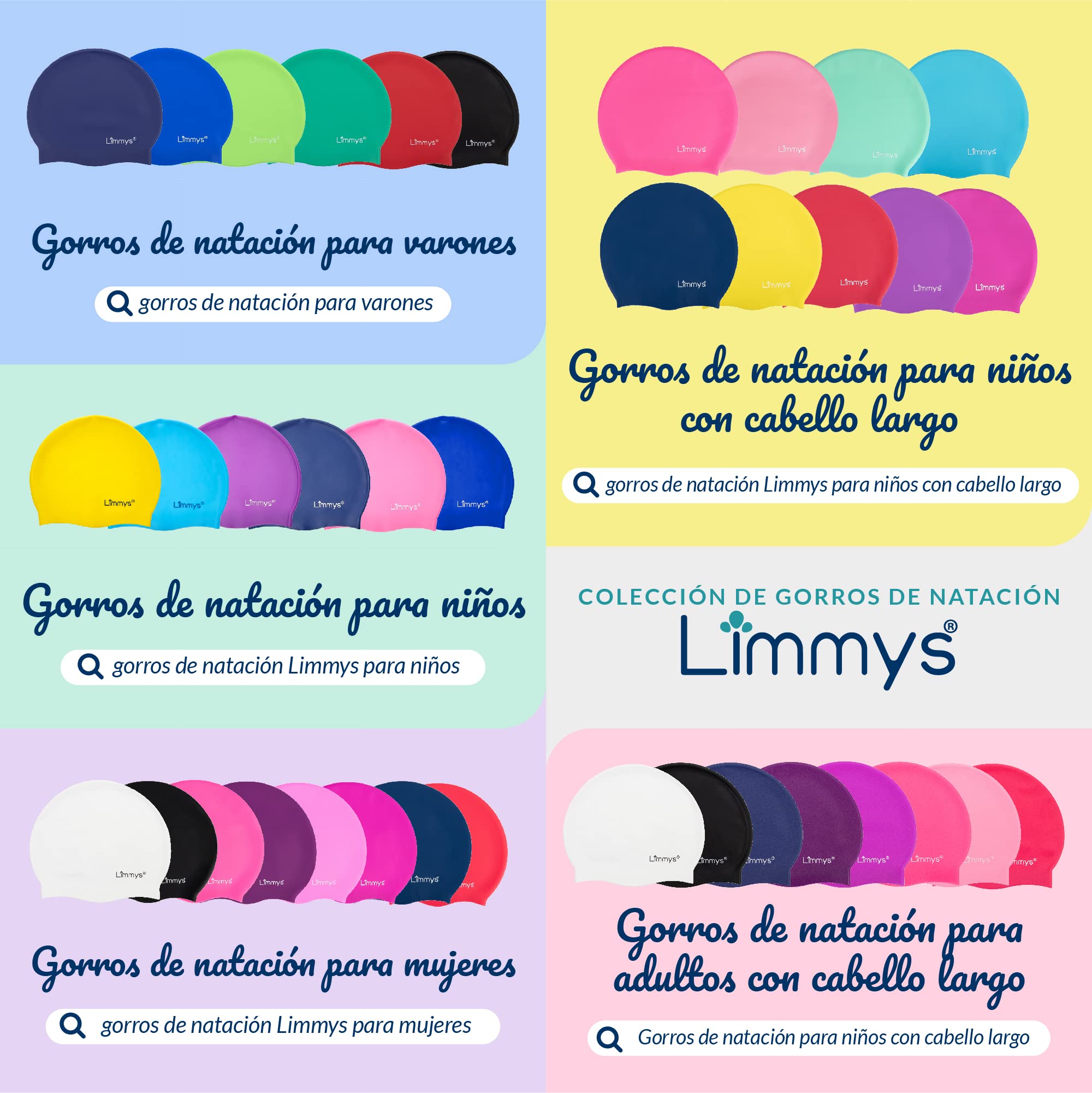 Limmys Gorro de natación Pelo Largo Mujer y Hombre – Gorro Silicona elástica con Espacio Extra, sin látex, para Cabello Grueso y Rizado – Ajuste sin presión, Antideslizante, fácil de Poner y Quitar