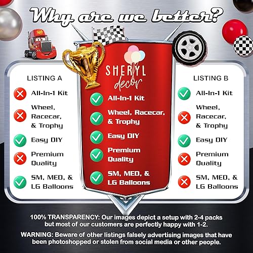 Miniatura 6 de Kit de 100 globos de auto de carreras con trofeo adicional y número 2  Kit de guirnalda de globos de carreras para autos Lightning McQueen, 2