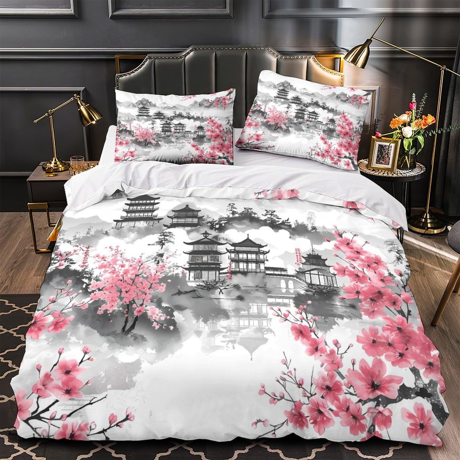 Housse de couette Sapin de Noël effet 3D parure lit super king respirante microfibre