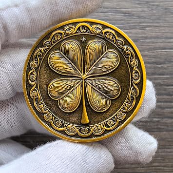Good Luck Eagle Four-Leaf Clover Lucky Coin Lottery Ticket Scratcher Tool Lucky Charm Gift for Women Men Kids (Single Coin)