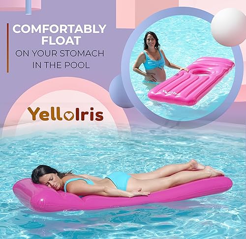 Miniatura 2 de Flotador inflable de piscina para embarazo con orificio para el vientre, cama de aire de maternidad de cuerpo completo para máxima comodidad,