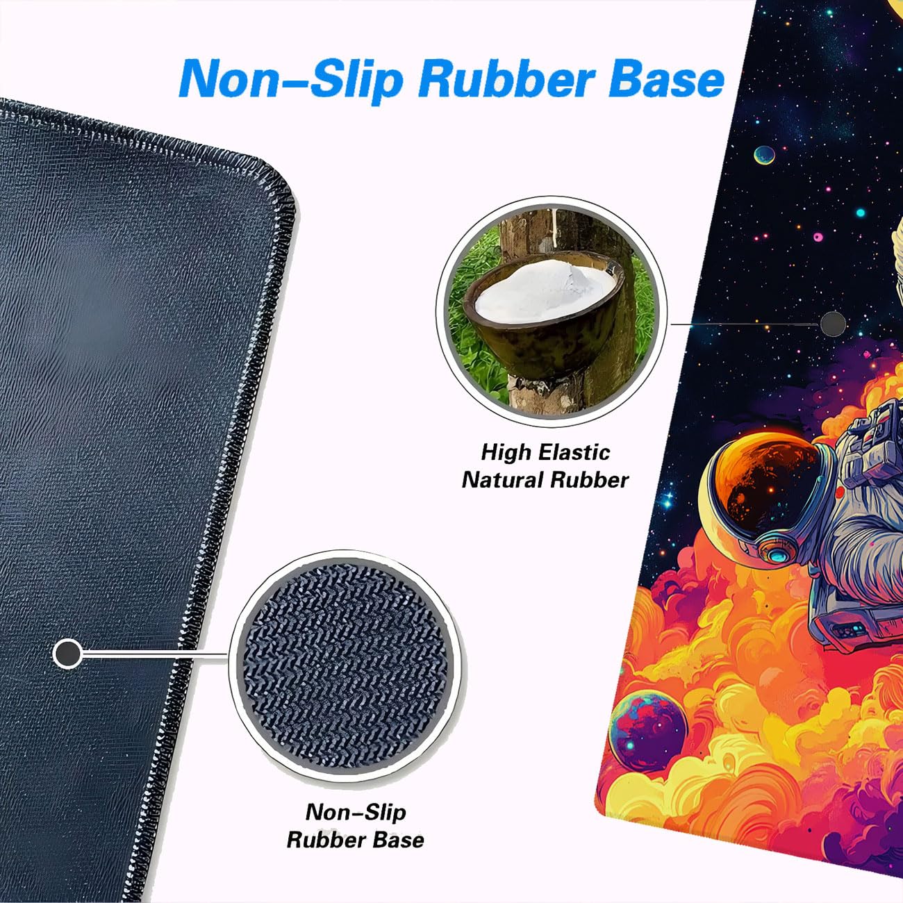 Alfombrilla de ratón con diseño de astronauta, diseño de nebulosas y planetas, tamaño XL, grande, para juegos, laptop, teclado, computadora, oficina, hogar, 31.5 x 11.8 pulgadas