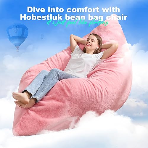 Miniatura 6 de Hobestluk Silla Puf 3 en 1, Sillas Puf Gigantes para Adultos con Funda de Felpa Chevron, Cojín de Suelo Convertible con Funda Lavable a Máquina