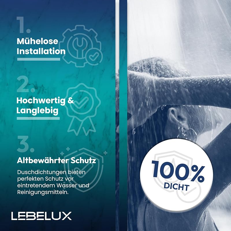 LebeLux Zuhanytömítés 2x100cm Zuhanykabin Ajtó Tömítő Gumi 5-8mm Üvegajtóhoz PVC Vízzáró Szalag Zuhanyfülke Alsó Oldalsó Tömítés