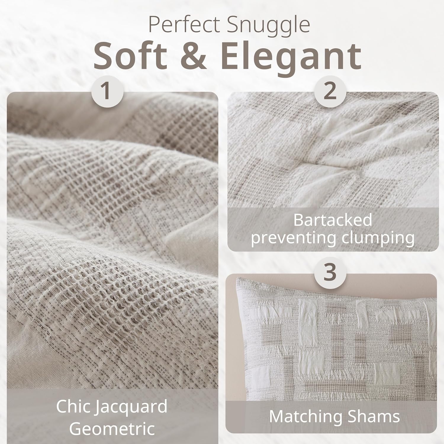 Ink+Ivy King Comforter Set Jacquard Weave Cotton Comforters King Bedding Set, All Season Lightweight & Breathable Cotton King Size Comforters, Cairo, King/Cal King, Ivory 3 Piece