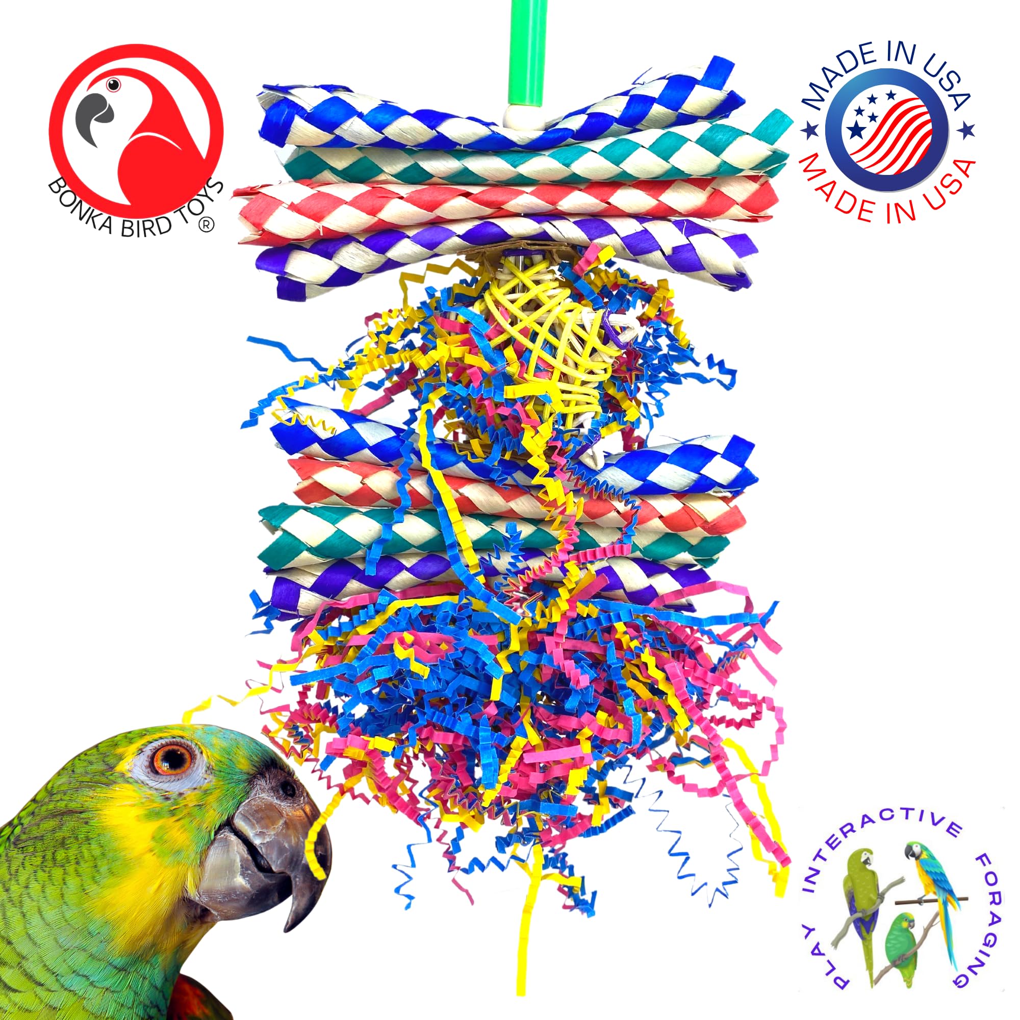 Natural Jute Rope Bird Toy Bamboo Climb & Forage Bird Toy – Chewing ...