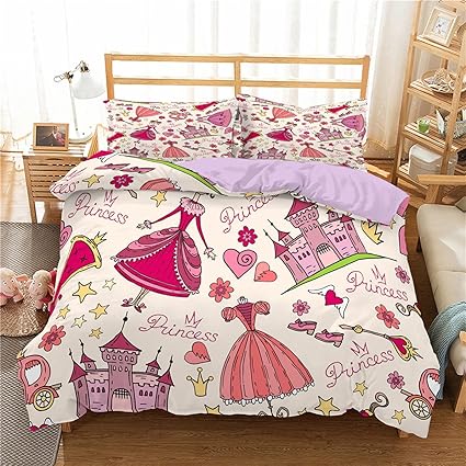 Amazon カラフルな布団カバーセット プリンセスベッド女の子バレエ3dプリントパターン掛け布団カバー 子供女の子子供の家の織物の寝具のために B 210 210cm ベッドカバー オンライン通販