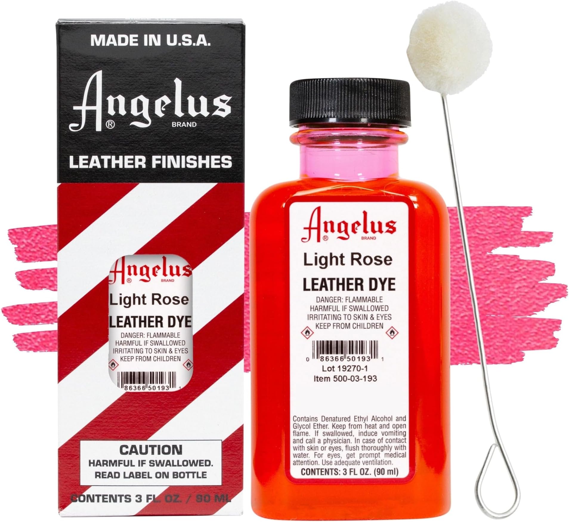 Angelus Leather Dye, Permanent Leather Dye for Shoes, Boots, Bags, Crafts, Furniture, & More - 3 fl oz, Light Rose