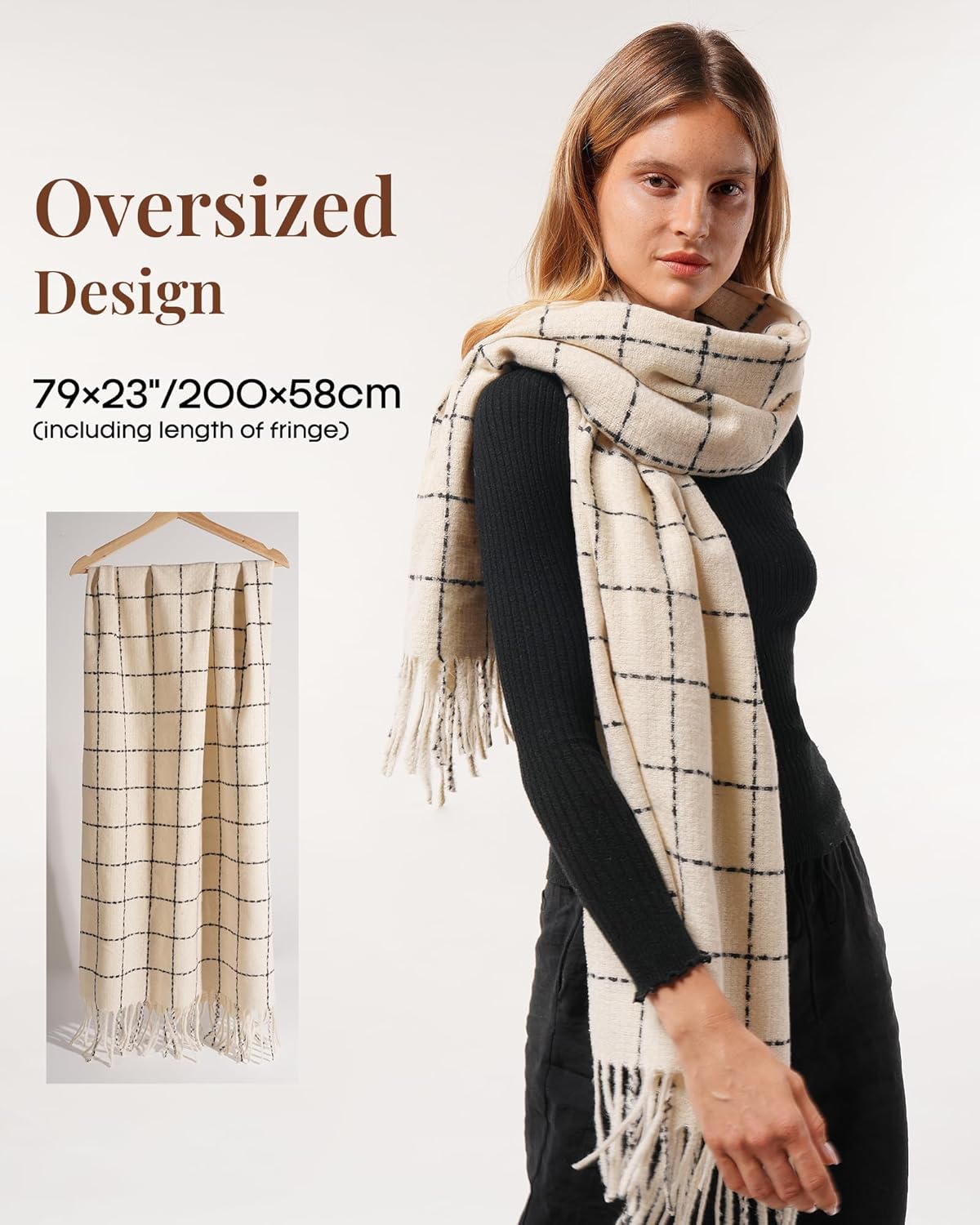 FURTALK Plaid Winter Scarf for Women Cozy Shawls Wraps Soft Warm Womens Large Chunky Scarves - Image 3