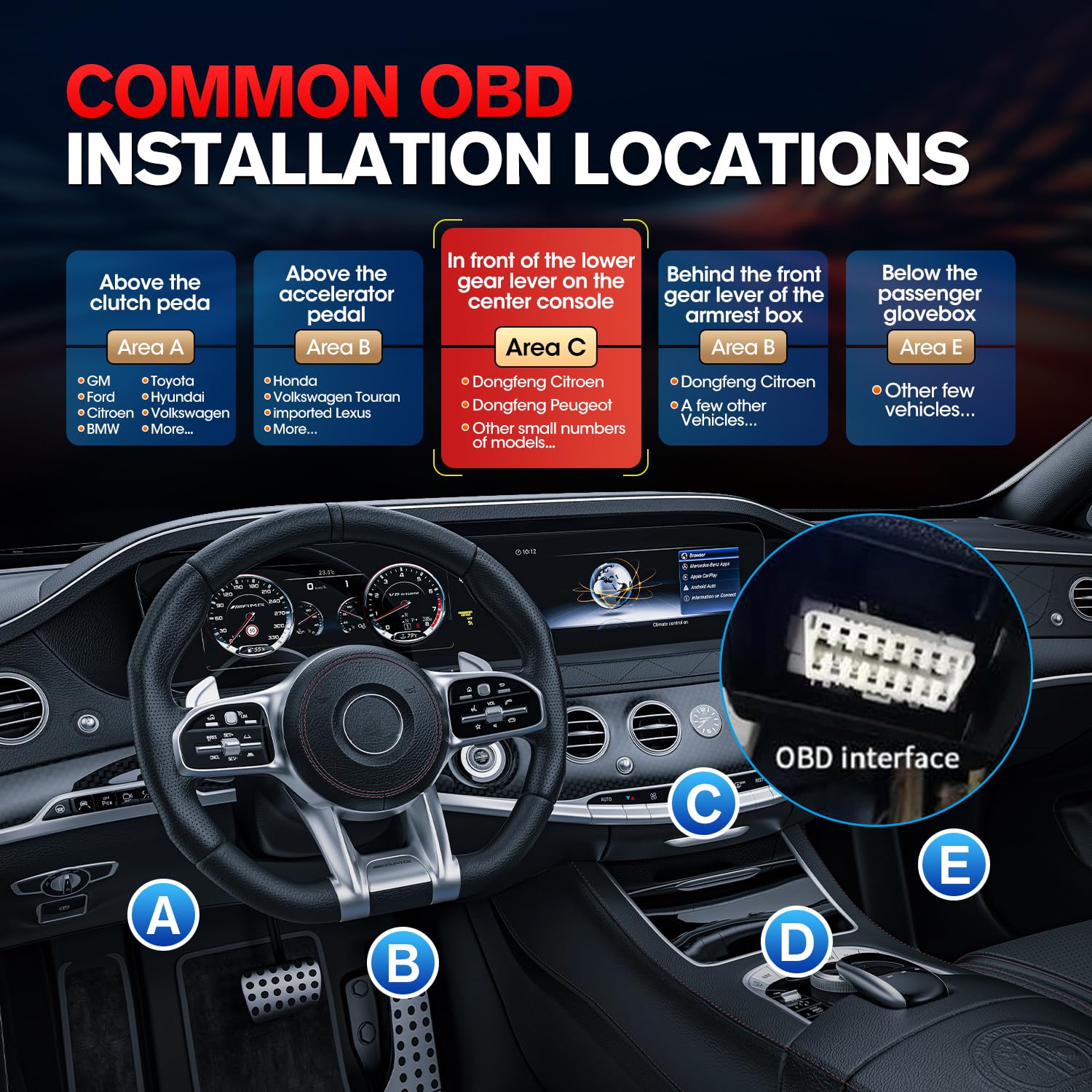 Autel Original OBD2 Splitter 16 Pin OBD II Splitter Extension, 1X Male to 2X Female Extension Cable Adapter, OBDII Extension Cord (2FT/ 60CM)