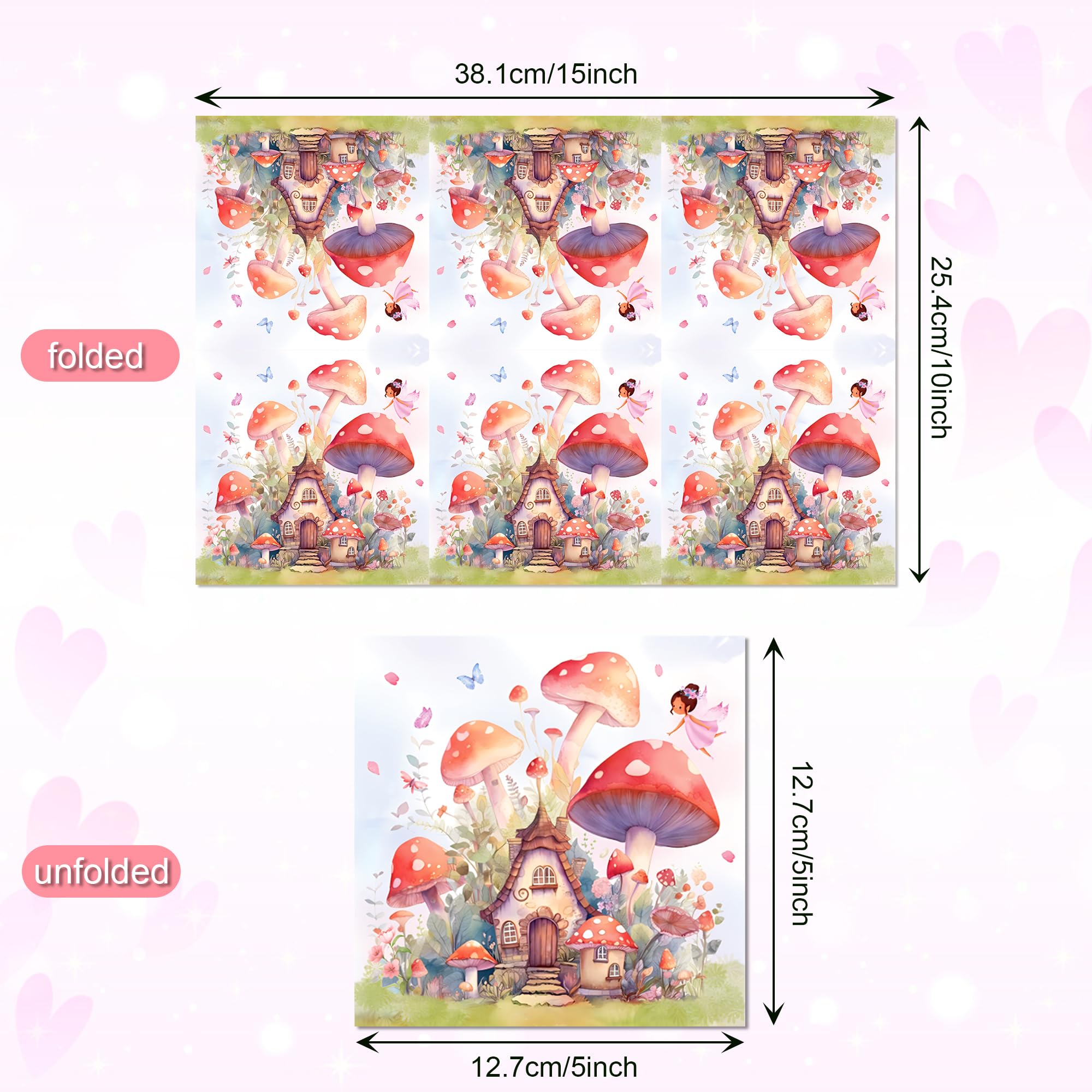 100Pcs Mushroom Paper Napkins Guest Napkins Mushroom Party Decorations,Enchanted Forest Decorations Party Tableware Fairy Tale Woodland Napkin Supplies