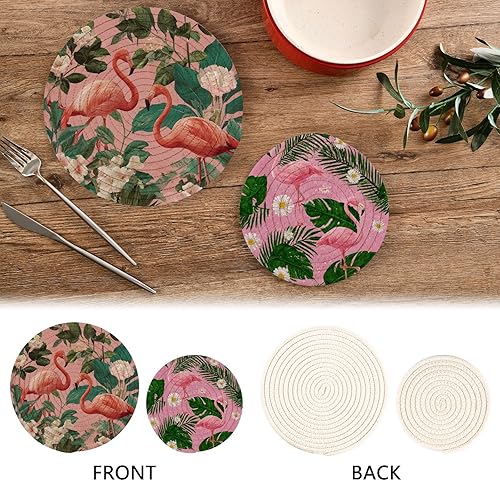 Miniatura 356 de Trivets for Hot Dishes Pots and Pans 2 PC Pot Holders Heat Resistant Cotton Round Potholders for Kitchen Countertop Decorative Autumn Maple Leaves