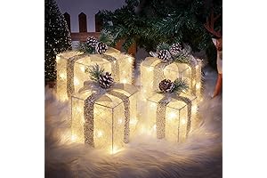 Set of 4 Christmas Lighted Gift Boxes: Illuminate Your Holiday Decor
