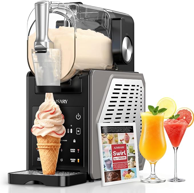 Slushie Machine, 85oz Ice Cream Machine & Slushy Machine for home, with LED Display, 6 Preset Programs for Margaritas, Frappés, Milkshakes, and Soft Serve, Automatic Cleaning, No Ice Needed