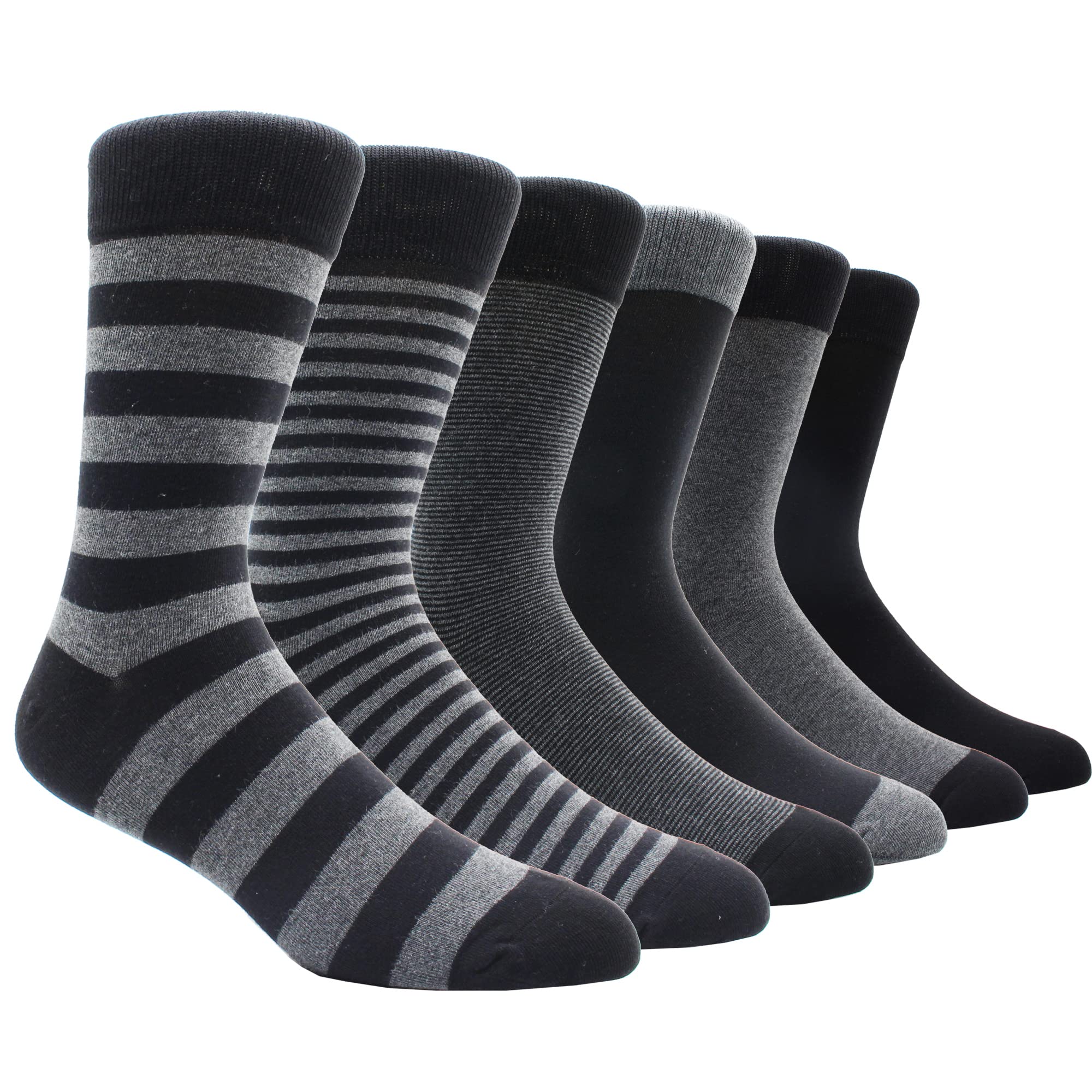TOEJYJ Mens Fun Dress Socks, Pattern Funny Casual Socks Pack, Colorful Striped Cotton Novelty Socks Size 10-13