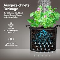 VIVOSUN 5 db-os 60 L Fekete Növénytermesztő Zsák Szett - Tartós Textil Ültetőzsák Fogantyúval, Vízelvezető Lyukakkal Zöldségekhez, Virágokho 2
